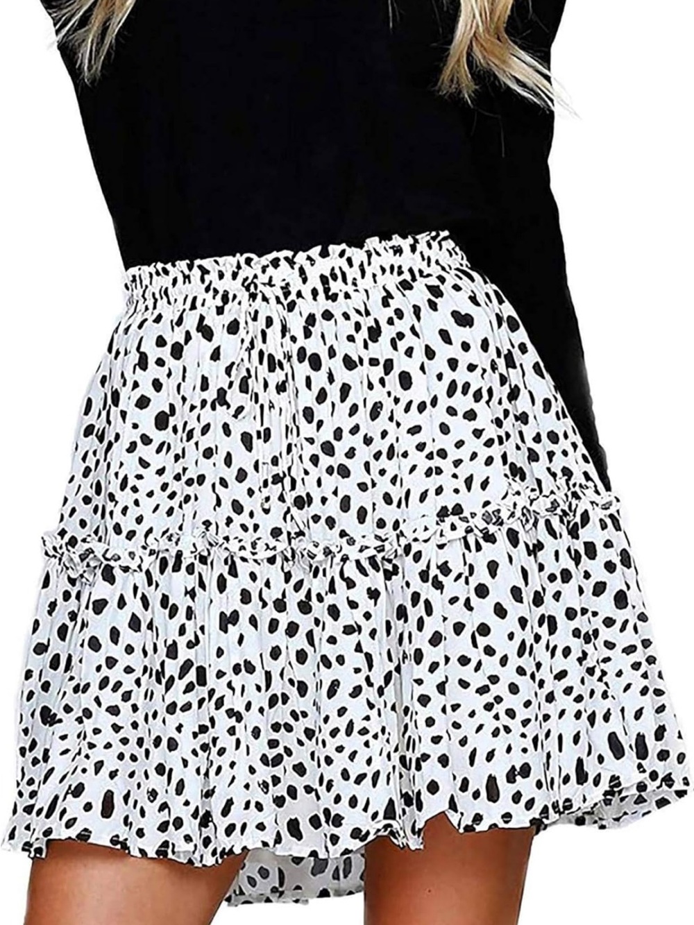 Black & White Leopard Tiered skirt